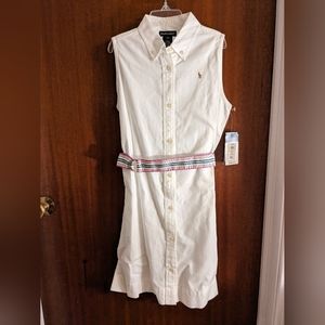 Ralph Lauren Polo White A-Line Sleeveless Dress Girls 14 NWT